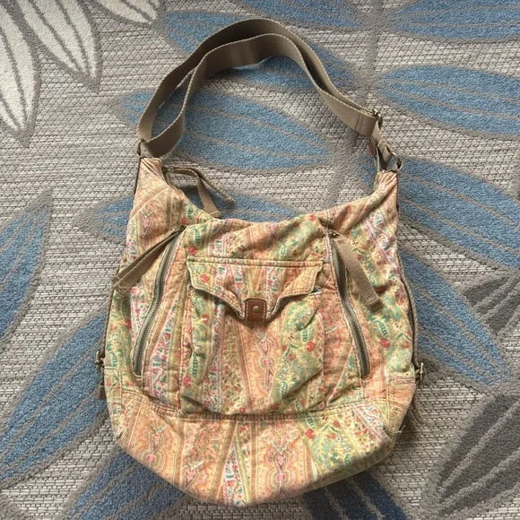 Vintage Y2K Fossil 1954 Paisley Floral Corduroy Crossbody Boho Purse Bag - Picture 1 of 8